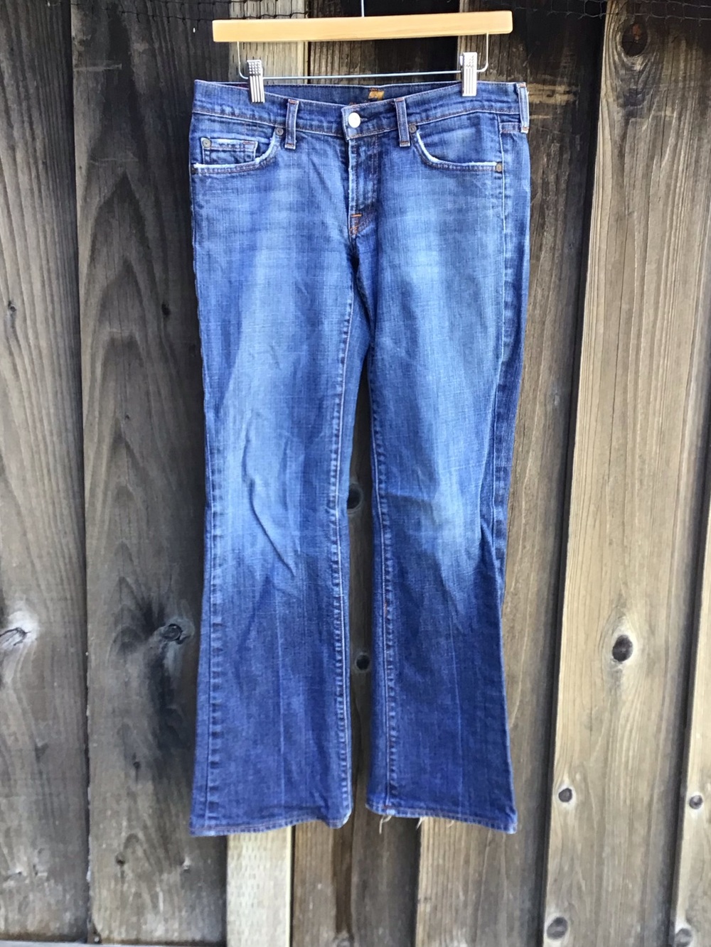 7 For All Mankind Bootcut Jeans Womens 28 (31) Blue Stretch Denim Made In USA